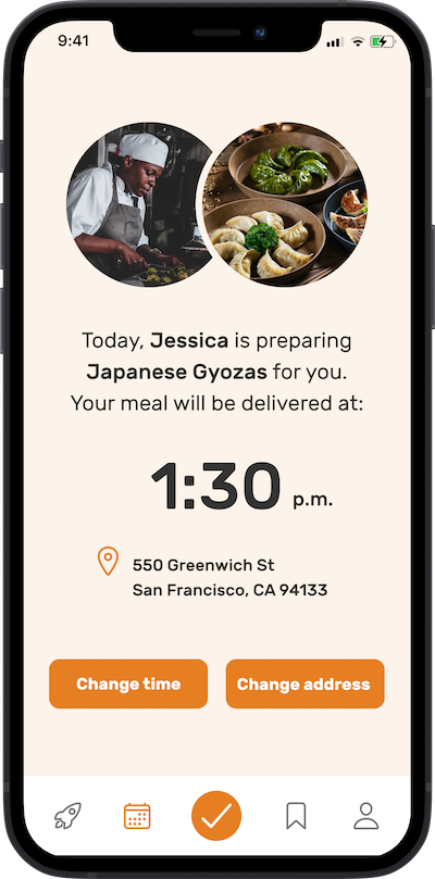 iPhone App meal plan delivery time